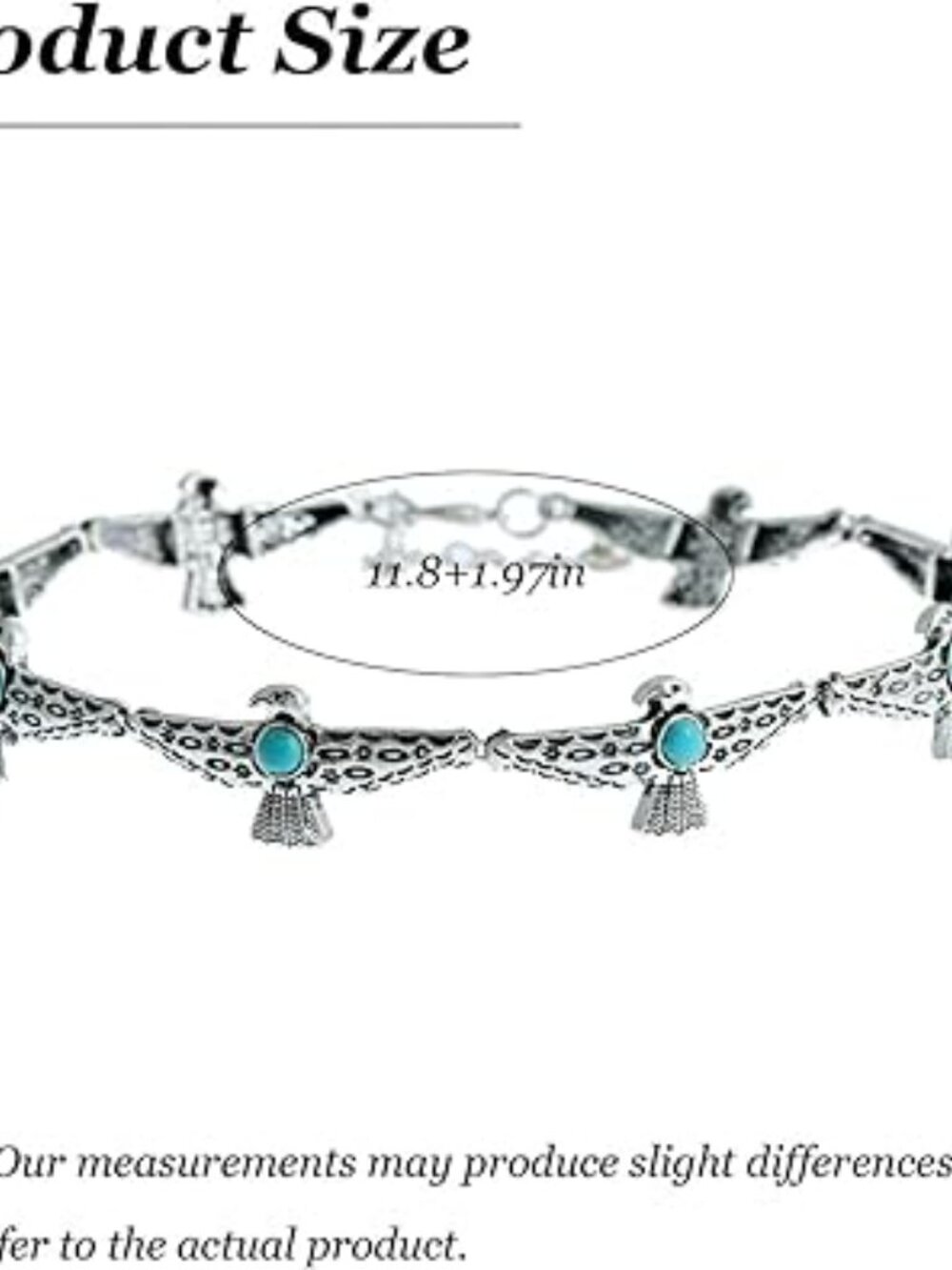 Thunderbird Turquoise Necklace for Women Silver Tone Choker - Picture 5 of 5